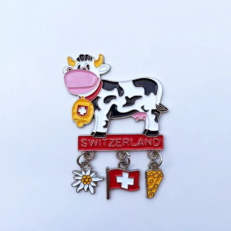 

Switzerland Souvenir Fridge Magnet: 3D Resin Cow, Cheese & Flag Decor - Cute Magnets for Fridge, Imanes Para Refrigerador