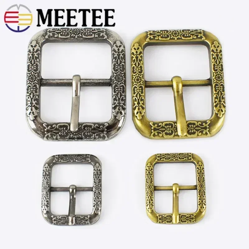 Meetee 2/5Pcs 20/35mm Vintage Ancient Silver Brass Belt Buckles Metal Pin Buckle Head Leather Band Clasp Decoration Accessories