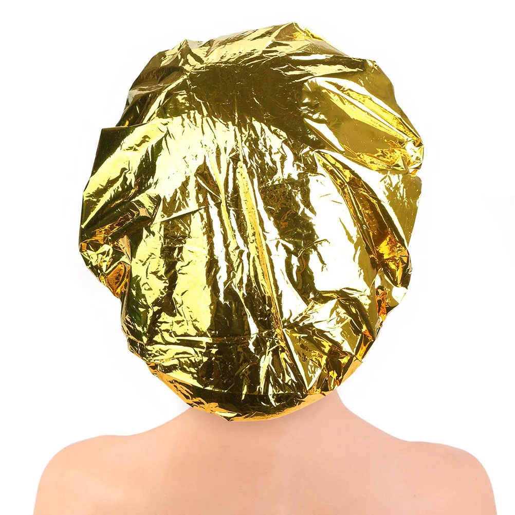 

10pcs Aluminum Foil Hair Caps Heat Insulation Dustproof Hairdressing Cap For Spa Coloring Treatment Home Salon Golden
