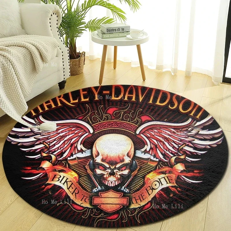 Scary Skull Tattoo And Ala On A Black Background Non Slip Flannel Carpet By Ho MeLili For Home Decoration