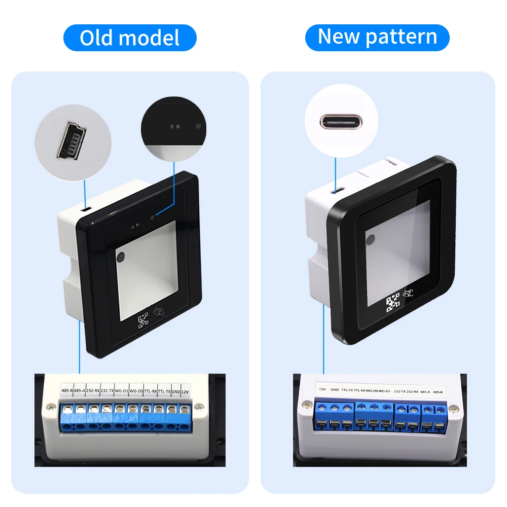 Imagem -03 - Leitor de Código de Barras Incorporado para Controle de Acesso 2d qr Rs232 Rs485 Ttl wg Interface Usb Instalação Fixa Fácil de Usar