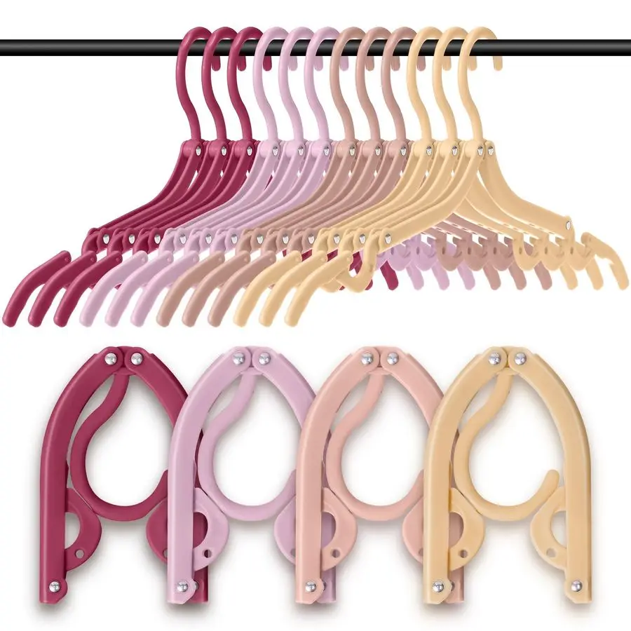 

12 Pcs Travel Hangers Cruise Ship Essentials Foldable Portable Plastic Vacation Hangers Non Slip Clothes Drying Rack Travel Acce