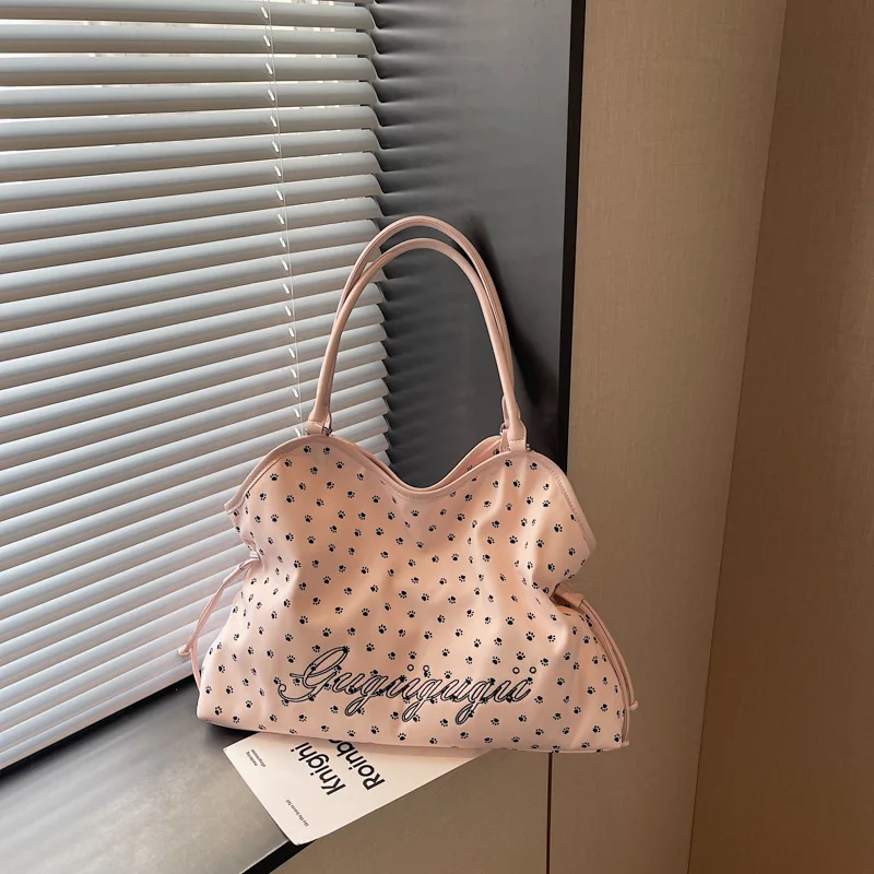 New Arrival Lazy Style Tote Bags Wrinkled Polka Dot Large Capacity Shoulder Bag Women Fashion Colorblock Commute Underarm Bag