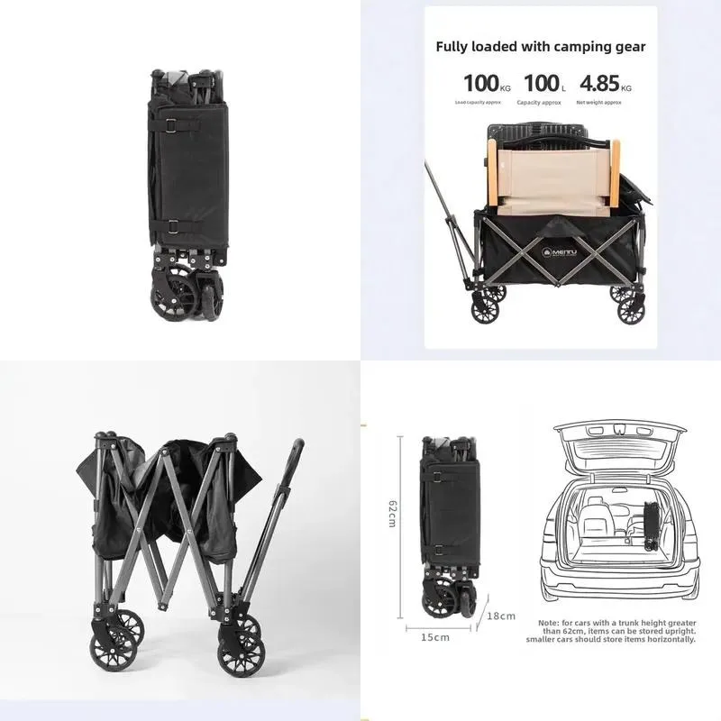 Foldable Outdoor Camping Trolley Four Wheel Beach Shopping Cart