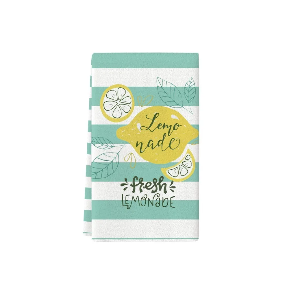 

2pcs Napkin Water Absorbent Lemon Print Kitchen Towel Washable Absorbent Dishwashing Cloth Soft Reusable Tea Towel Tea Room
