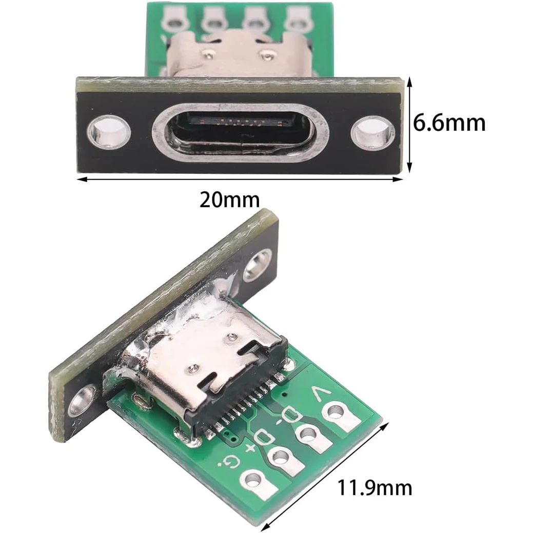 10PCS Type C Female Socket Converter Board,USB 3.1 Female Connector with Black Fixing Plate