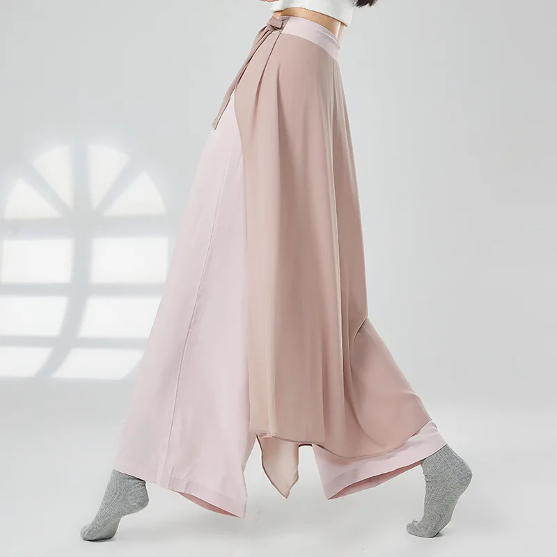 Loose Wide Leg Skirt Pant Women Classical Modern Dance Culottes Flowy Print Layers Training Show Wear Stage Performance Costume