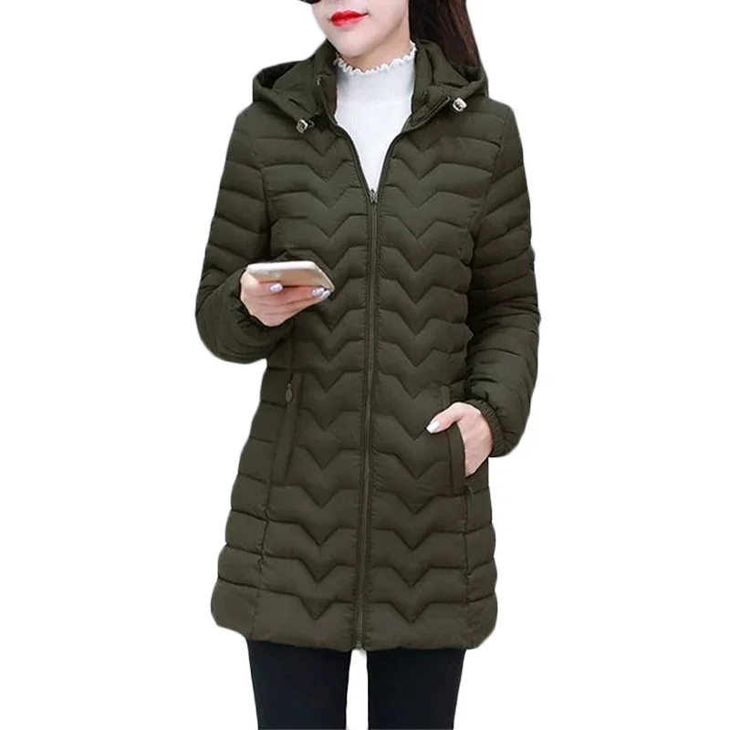 New Light Thin Down Cotton Jacket Women Autumn Winter Loose Warm Cotton Jackets Fashion Womens Casual Hooded Parkas 6XL