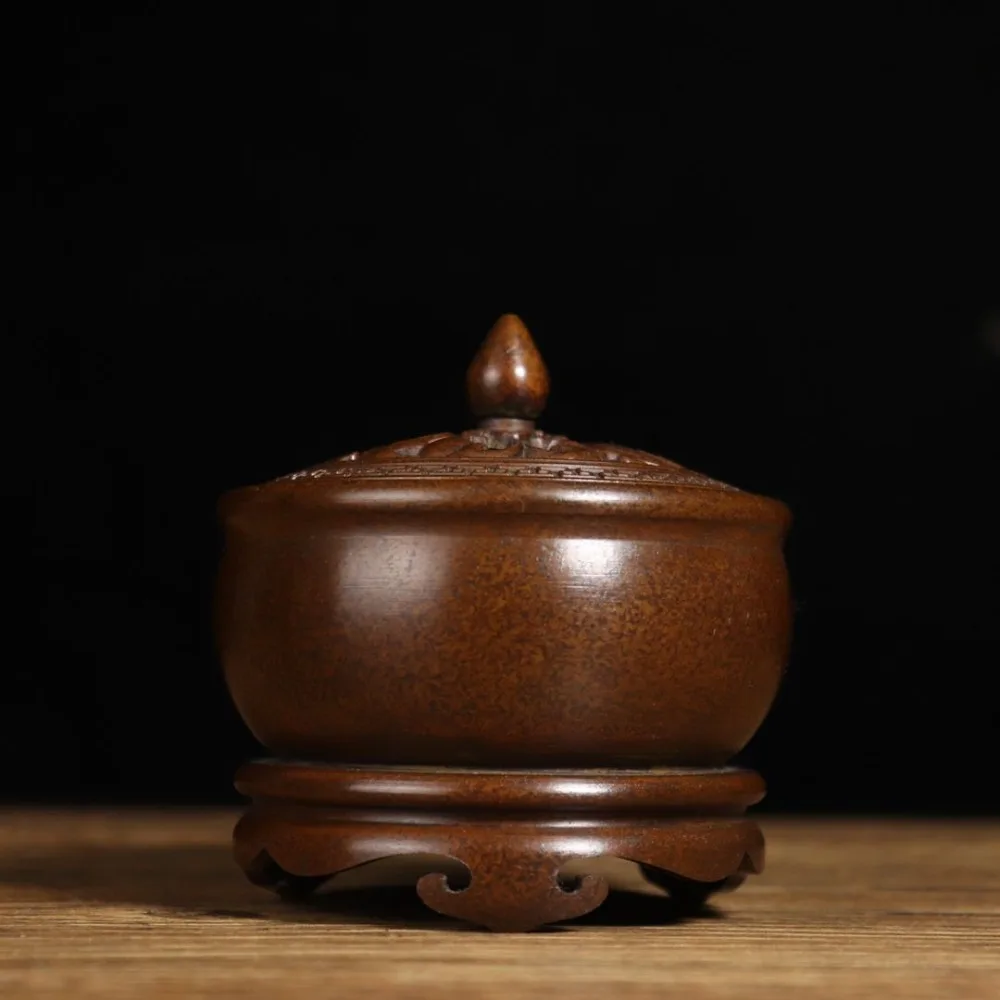 Plain, Round-Bodied Dragon-Patterned Incense Burner with Lid and Base—Study Decorative Piece and Tea Ceremony Incense Burner