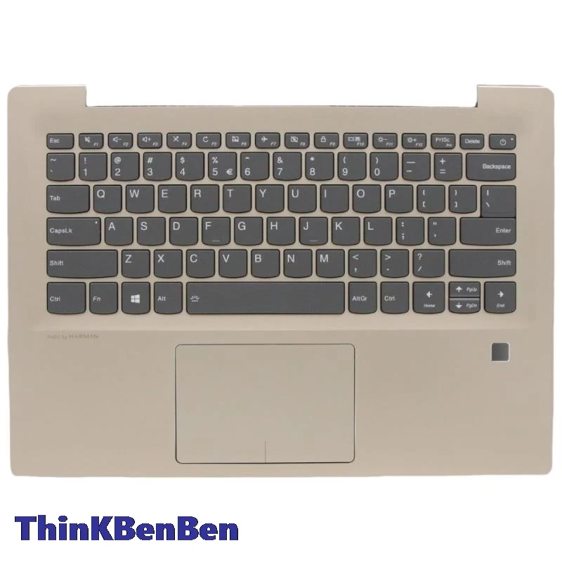 US English Golden Keyboard Upper Case Palmrest Shell Cover For Lenovo Ideapad 520S 14 14IKB 5CB0N78570