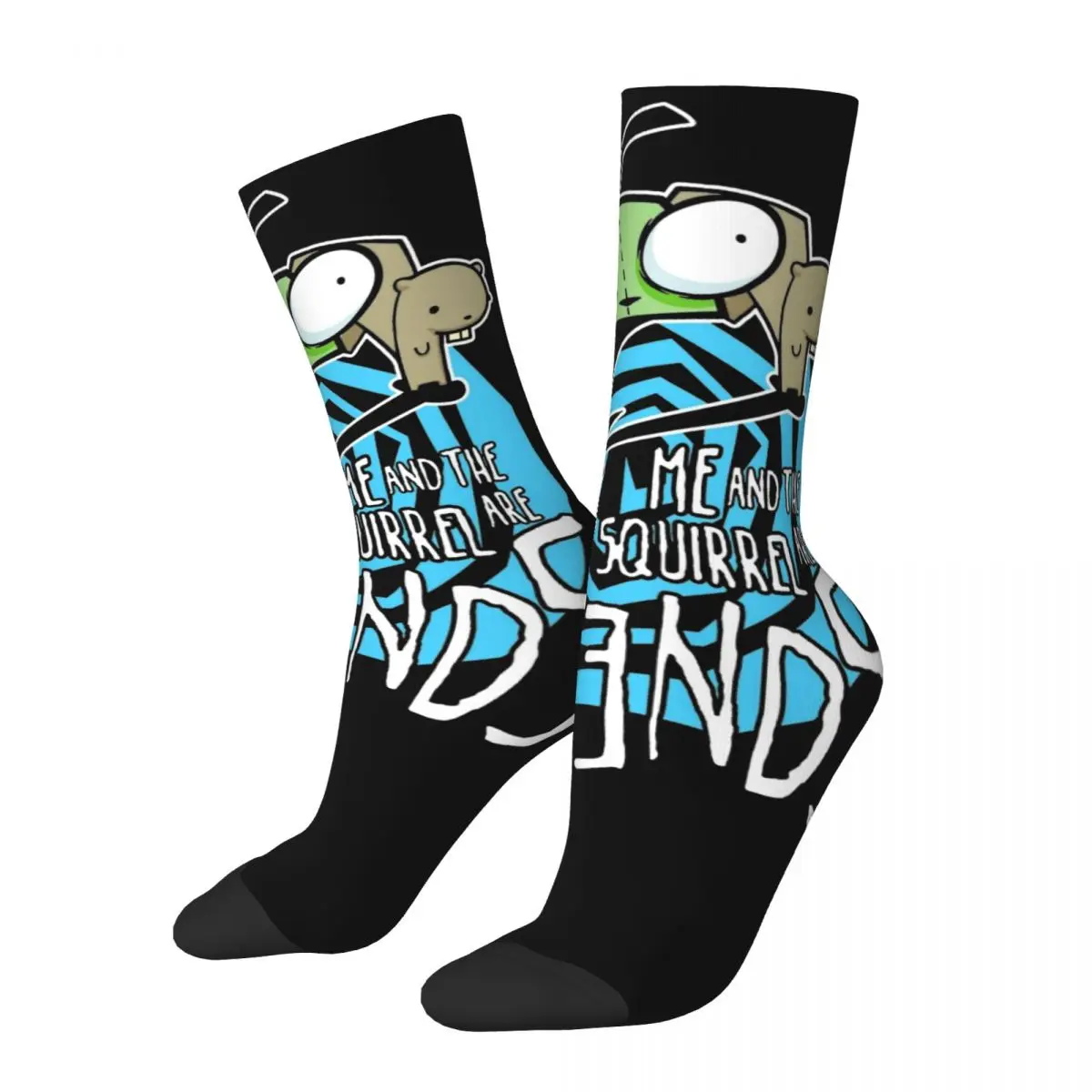 Winter Warm Funny Unisex Invader Zim GIR Me And The Squirrel Are Friends Socks Sweat Absorbing Crew Socks