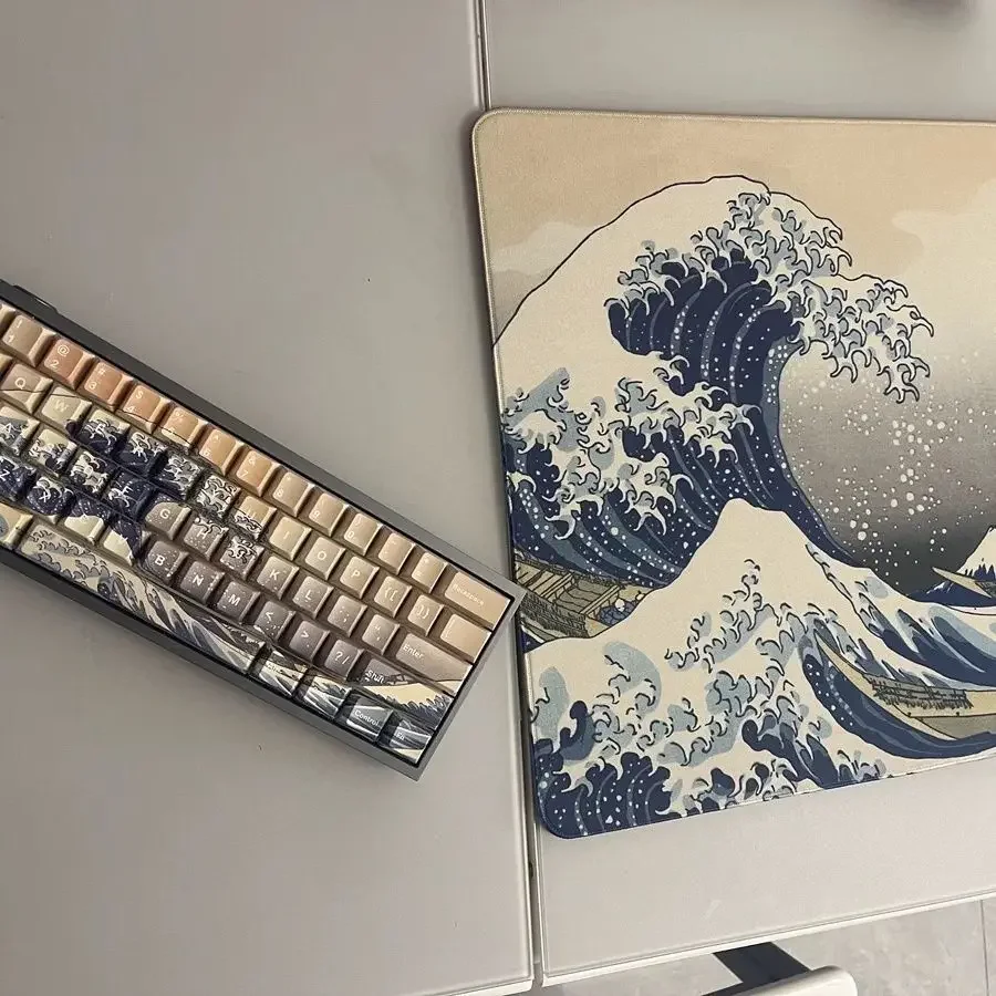 Full five-sided sublimation pbt keycaps, Kanagawa surfing adaptation 60/64/68