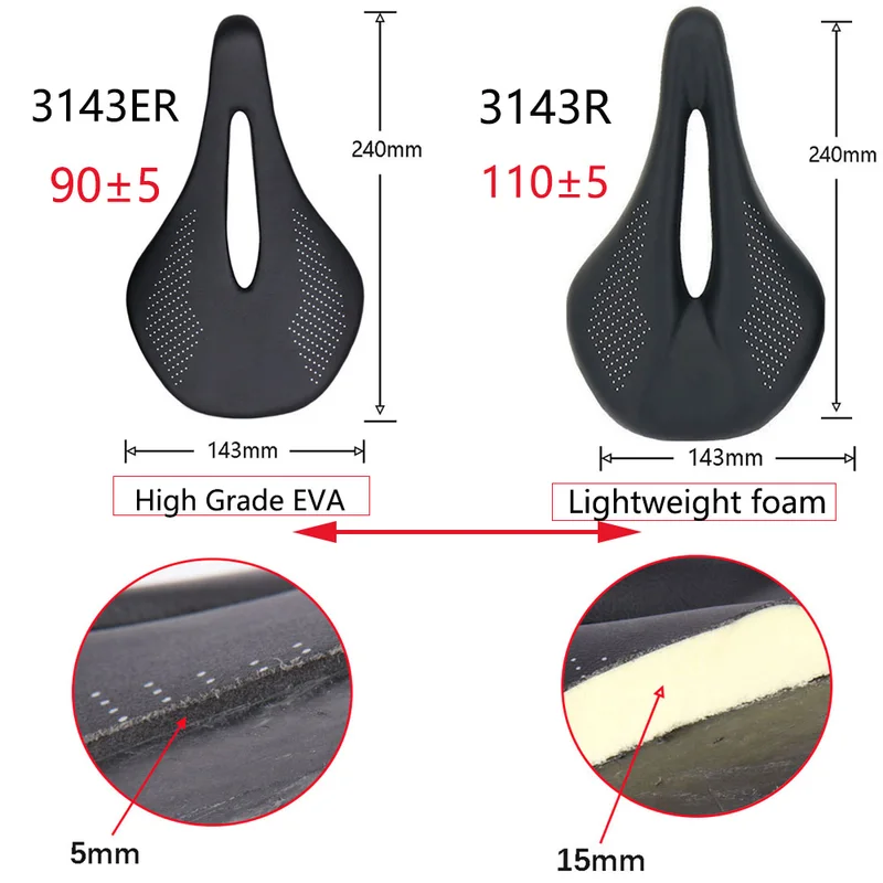 Selim de Bicicleta em EVA e Carbono 240x143mm com 89g para MTB e Corrida — foto 4