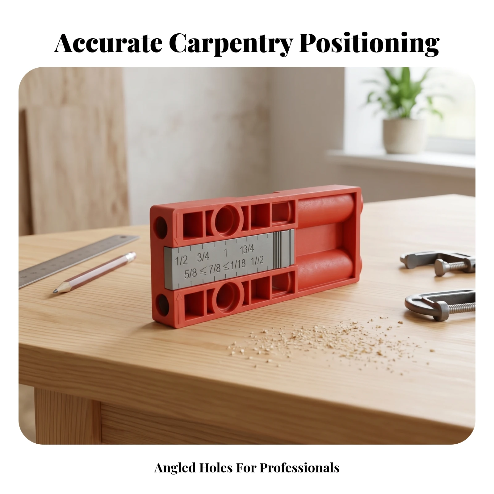 Woodworking Hole Marking Jig Red Plastic Long-Lasting Wood Drilling Finder Attractive Drill Guide Hand Tool view 5