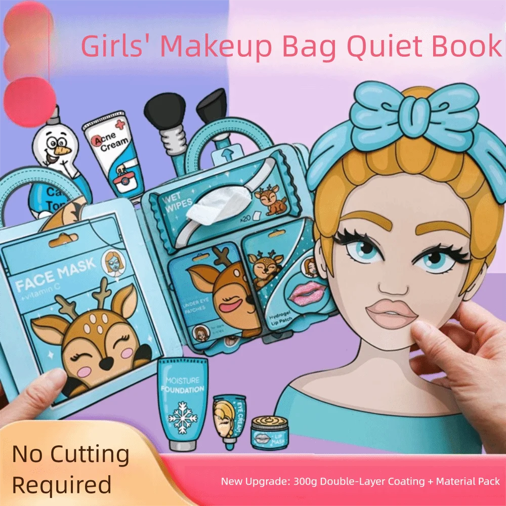 

3D Nail Shop Quiet Book Interactive Homemade DIY Dress Up Toy Puzzle Style Material Pack Sticker Games Quiet Book Children Play