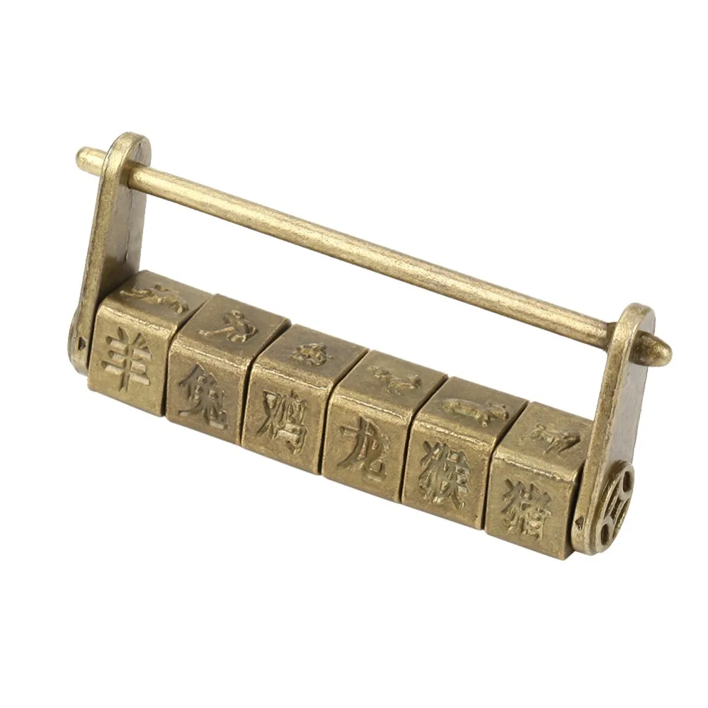 Antique Zinc Material Password Lock Traditional Style Decorative Craft Password Lock Craft 6 Wheel Coded Lock
