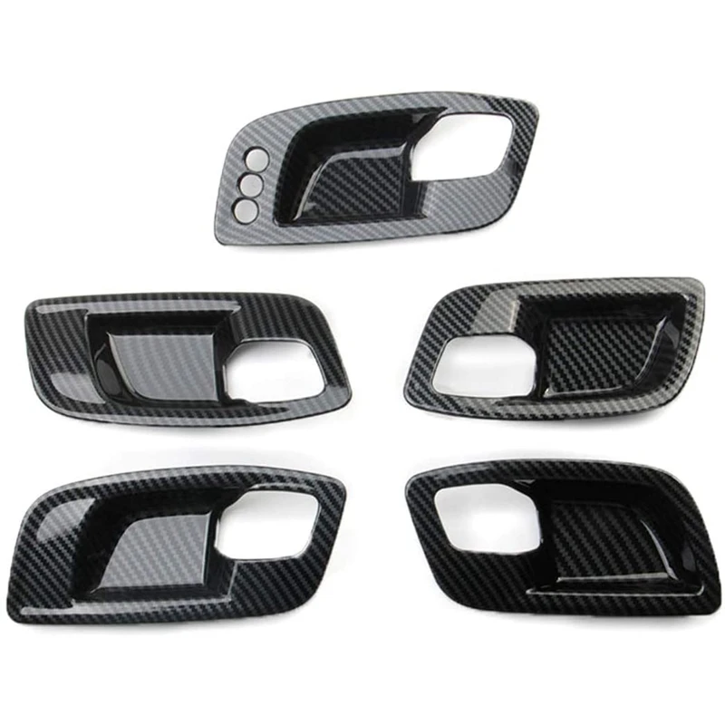 

NEW-For Dodge Charger 2011-2021 Car Carbon Fiber Inner Door Handle Bowl Cover Trim Frame Sticker Decoration Accessories