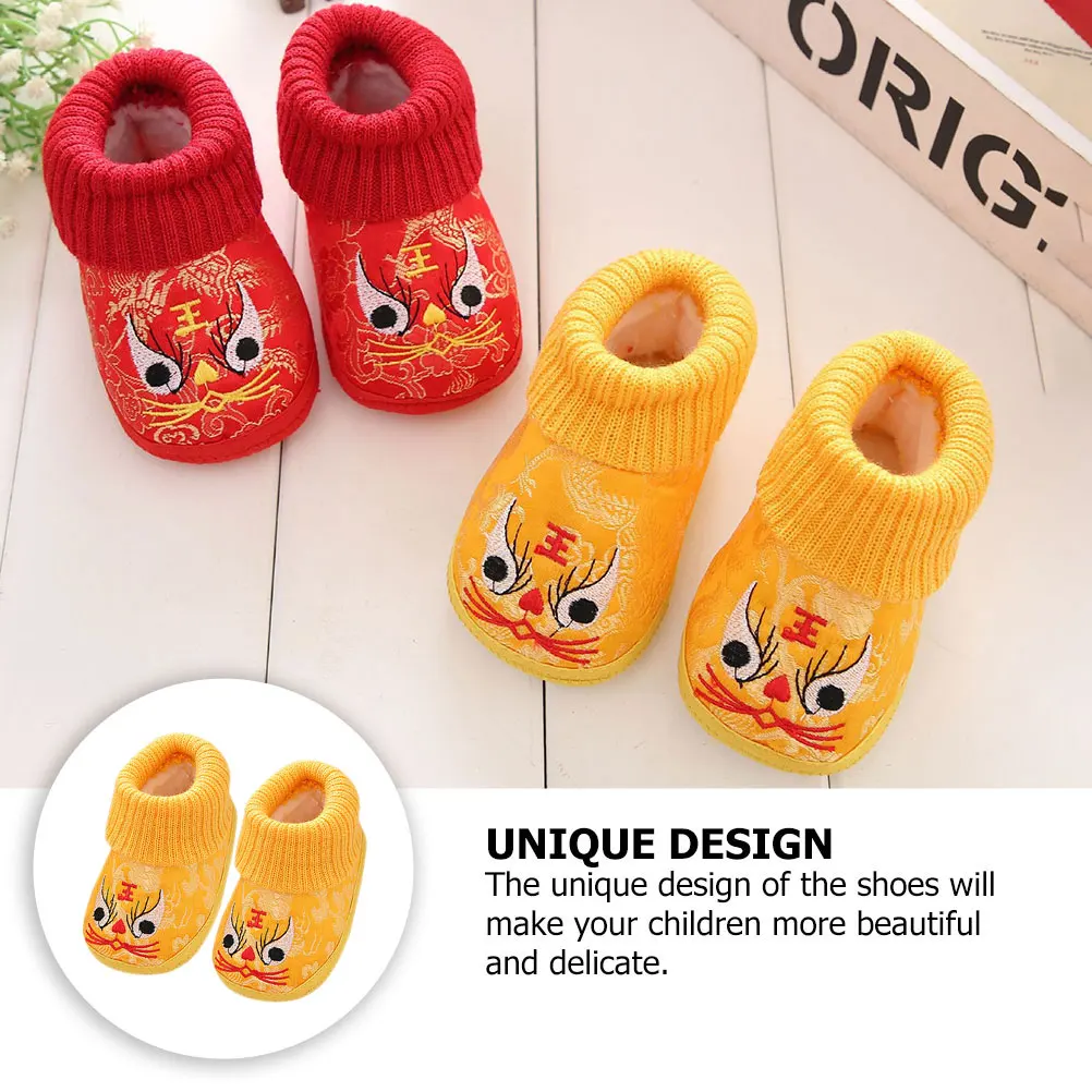 

Tiger head Kids Shoes Cartoon Embroidered Breathable Comfortable Anti skidding Warm Winter Matching Clothes Child Sneakers Baby