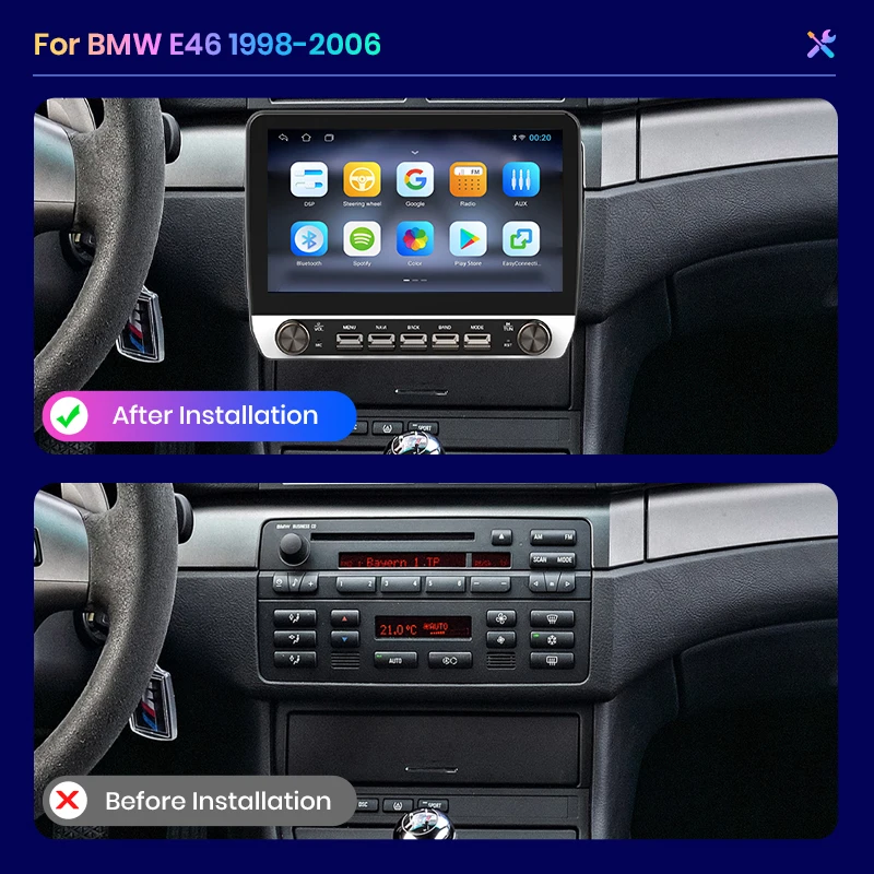 AWESAFE Car Radio for BMW E46 M3 318/320/325/330/335  Wireless Carplay Apple Android Auto Stereo with Buttons Multimedia GPS 4G