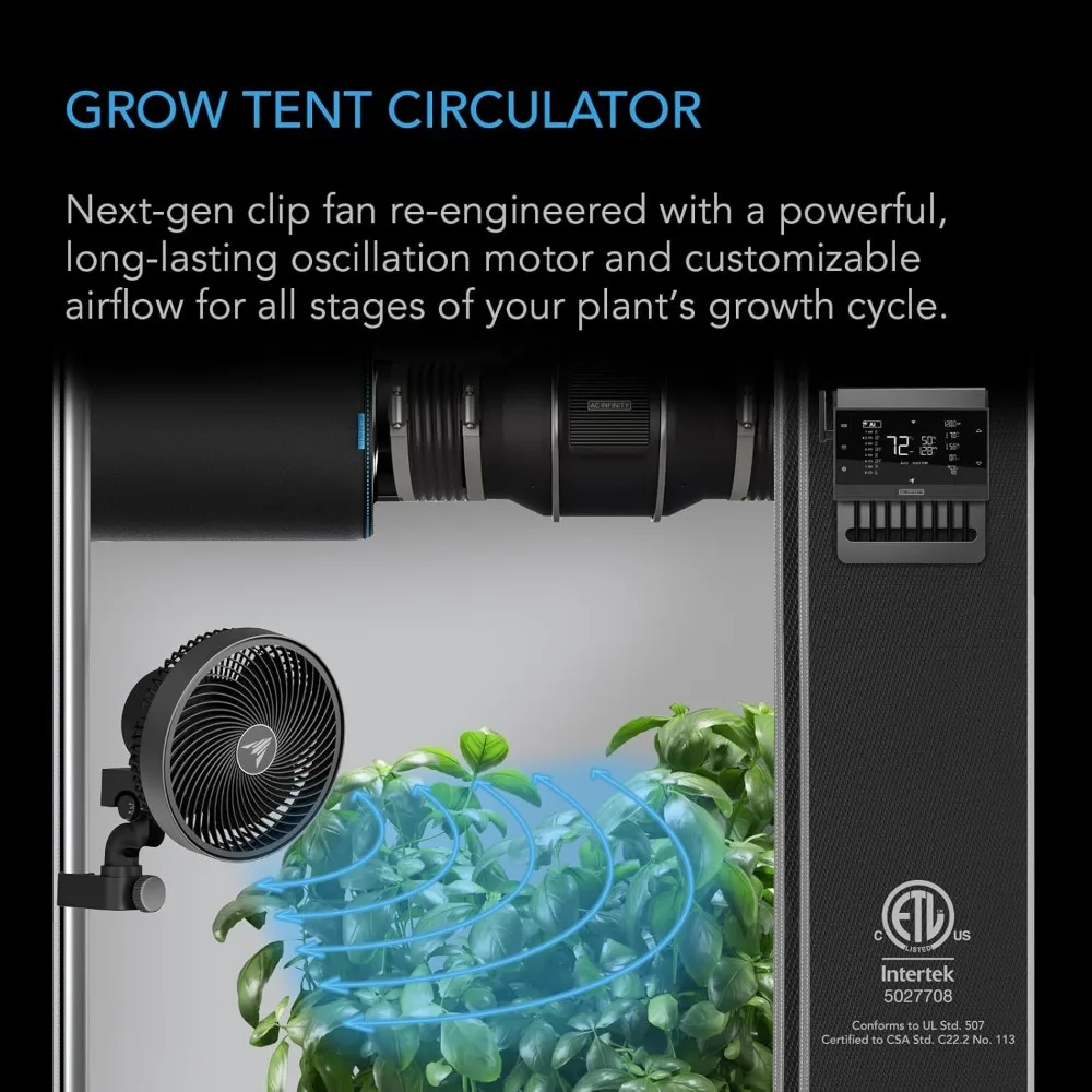 

Grow Tent Clip Fan 6” with Redesigned Long-Life EC Motor, Custom 10 Dynamic Wind Speeds and 10-Level Oscillation