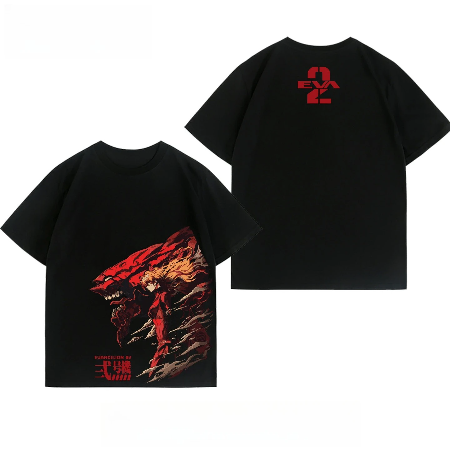 2026 New Neon Genesis Evangelion Asuka Unit 2 Printed Short Sleeve T-shirt Men's and Women's T-shirt Men's Top Sports T-shirt
