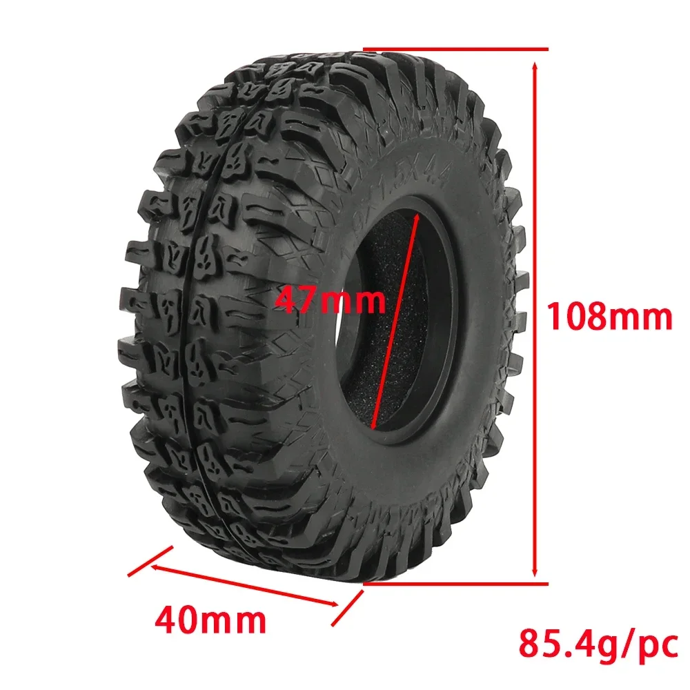 1/4p 1.9 Inch 110-125mm Rubber Tire For 1/10 RC Rock Crawler D90 D110 AXIAL SCX10 II III CAPRA TRX4 TRX6 RGT Gen8 1.9\