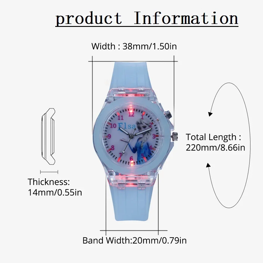 Disney Mickey Mouse Girls Watches Children Silicone Strap Colorful Light Spiderman Kids Watch Student Quartz Clock Gift