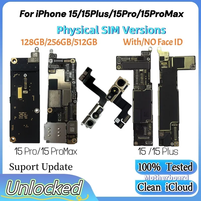 100% Working Unlocked Mainboard For iPhone 15 Pro Max 15 Plus With