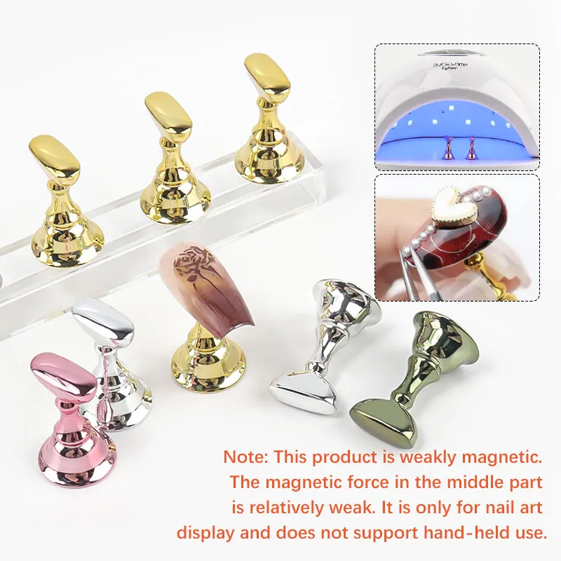 5 soportes para uñas postizas, base de cristal magnética, exhibidor para salón de uñas, herramientas de práctica DIY 3
