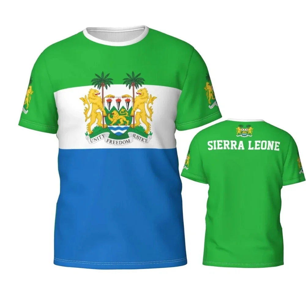 Fashion New Sierra Leone Flag Graphic 3D Print T-shirt Sierra Leone Emblem Man Sports Tops  National Day Gifts Personalized Tee