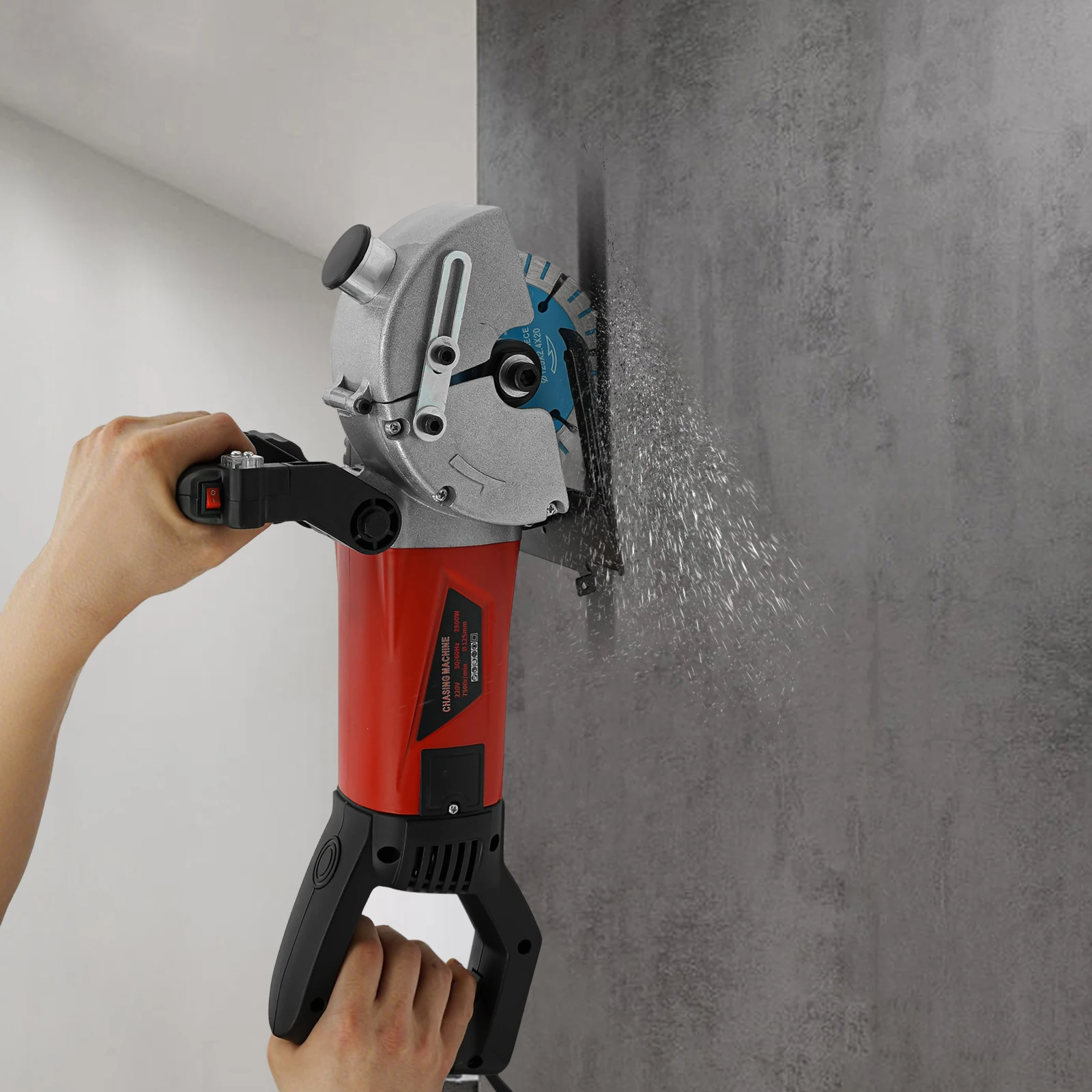 Настенный станок мощностью 2800 Вт с лазерной направляющей и водяным насосом, шлицевая машина 7000 об/мин, режет глубиной 1,42 дюйма/36 мм, 5 алмазных лезвий