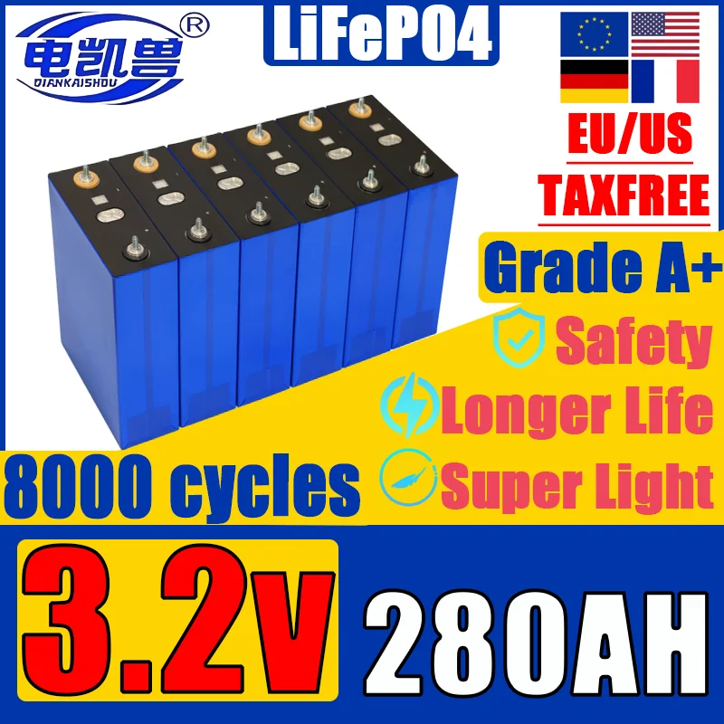 

new 3.2V LiFePo4 battery 280AH 12V 24V 36V camping car lithium iron phosphate golf cart rechargeable battery