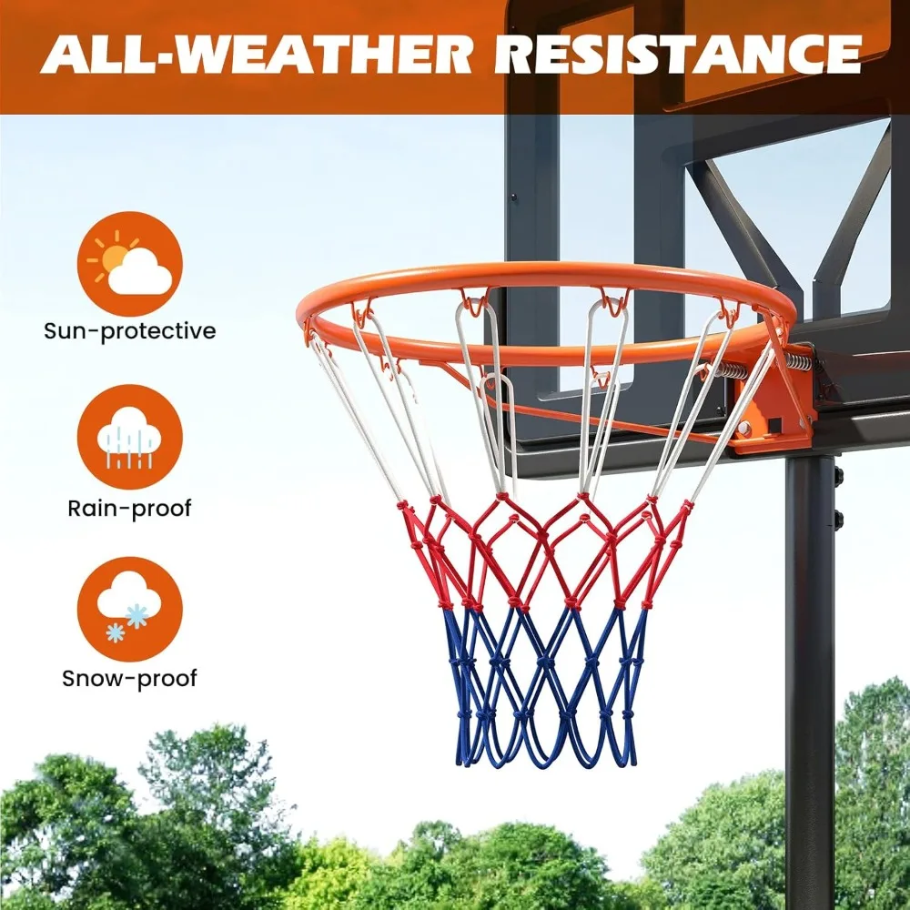 15/18 Inch Basketball Rim Replacement with All-Weather Net, Rust-Resistant Hoop for Wall/Door Mounting Indoor Outdoor Use