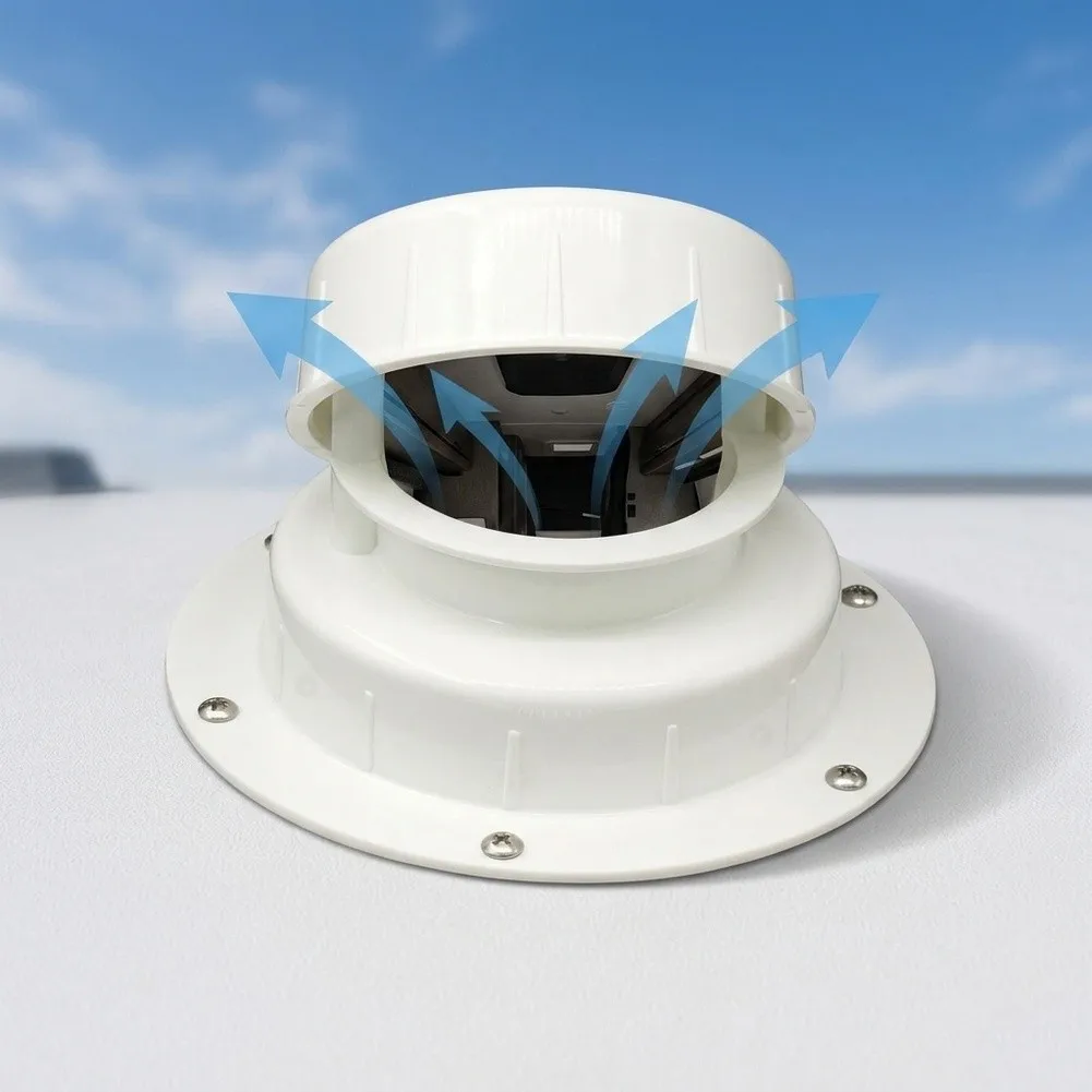 Trailer Roof Ventilation Cover Aluminum UV-Resistant Cap with Filter for 1 inch 2 3/8 inch Pipe Sizes Stainless Fasteners
