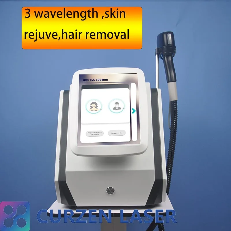 2022 Newest Black White 3 Wavelength 808 755 1064nm Ice Platinum Diode Laser Hair Removal Nose Tip Machine for Beauty Salon