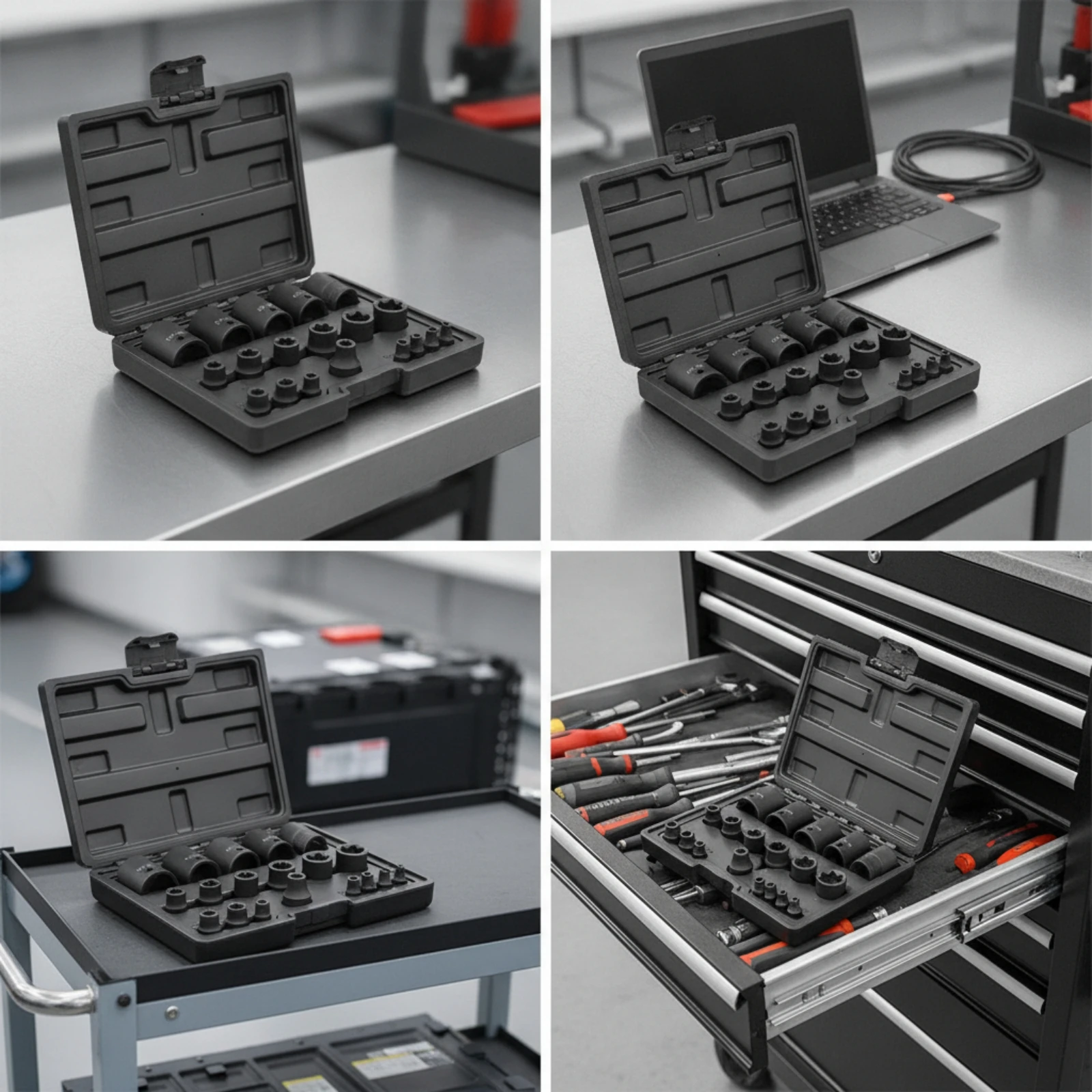 19 Pieces Socket Tool Set in Carrying Case Labeled EP Socket Set Tools Molded for Mechanics, Battery Pack Disassembly