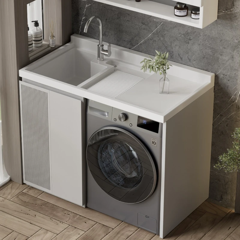 

Stainless steel baking paint washing machine integrated cabinet balcony washing cabinet combination companion quartz