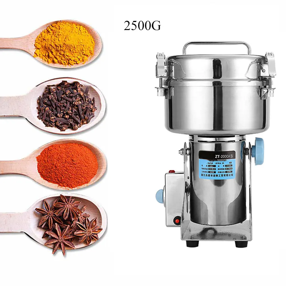 

2500G Herb Coffee Machine Grinder Grain Spices Mill Medicine Wheat Mixer Dry Food Grinder Swing Type Stainless Steel Powder Mill