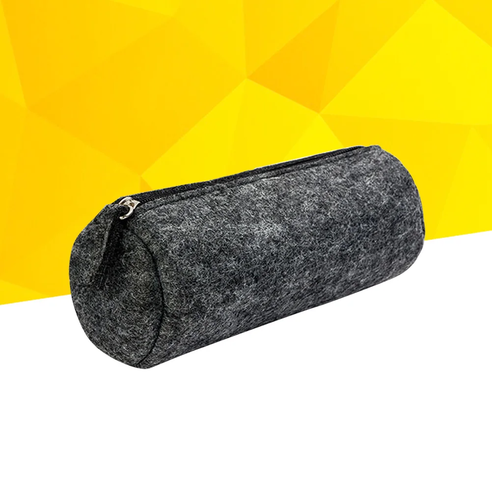 Zylindrisches Federmäppchen, Make-up-Tasche, Canvas-Halter, Zylindertasche, dunkelgrau