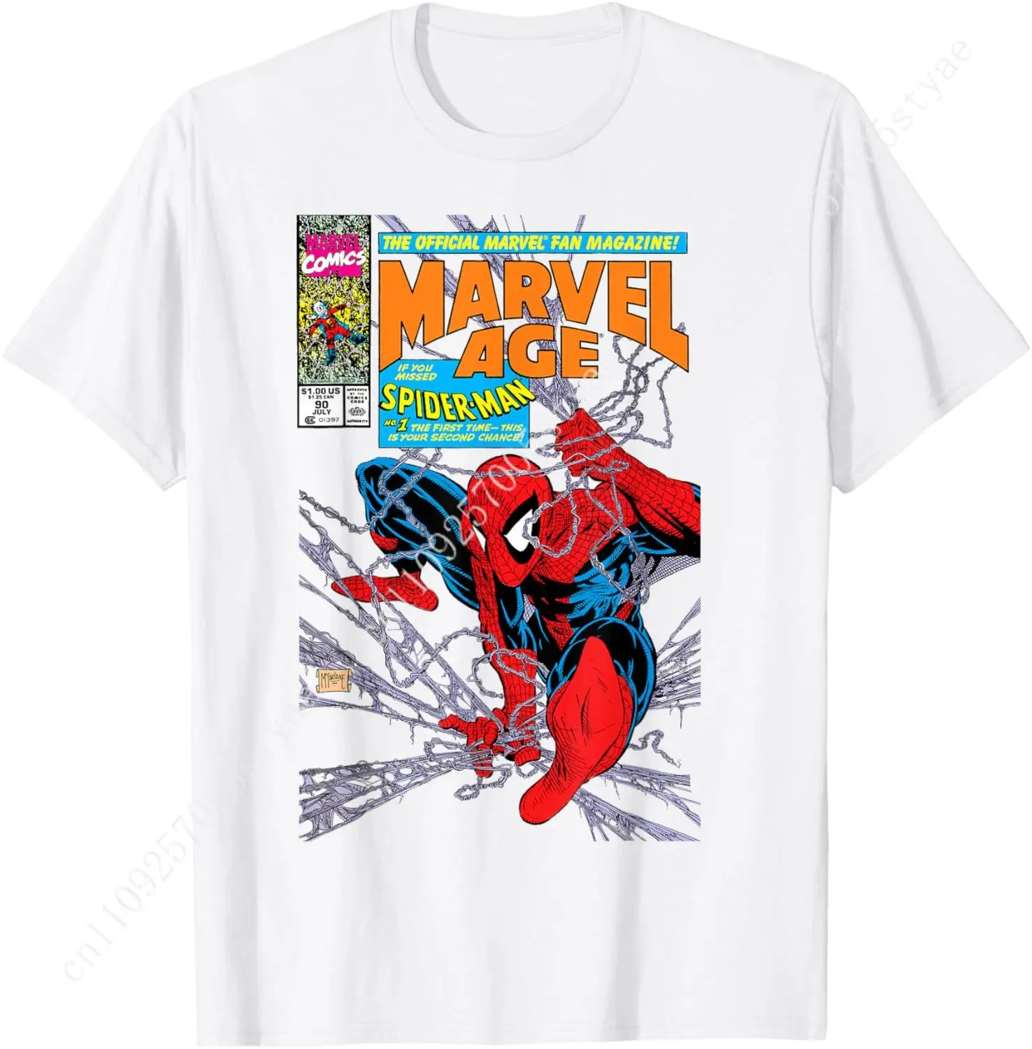 

Marvel Comics Spider-Man Retro Comic Book Cover 90s Mens Womens T-Shirt