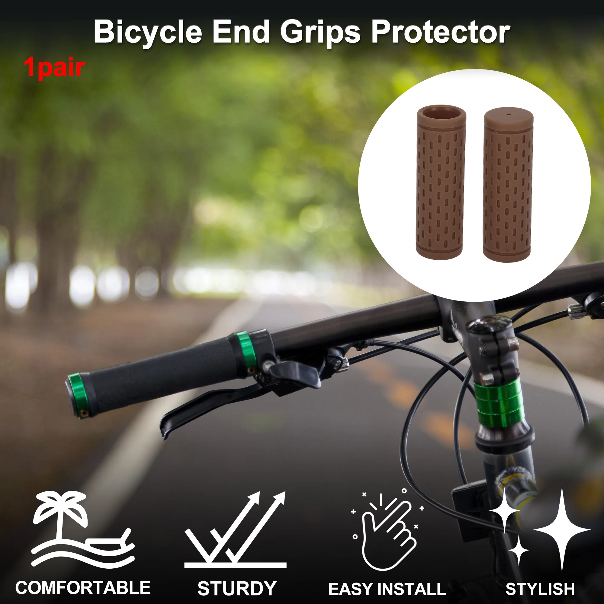 

X Autohaux Bike Handlebar Grip Cover 90mm Lightweight MTB End Grips Protector Brown 1 Pair