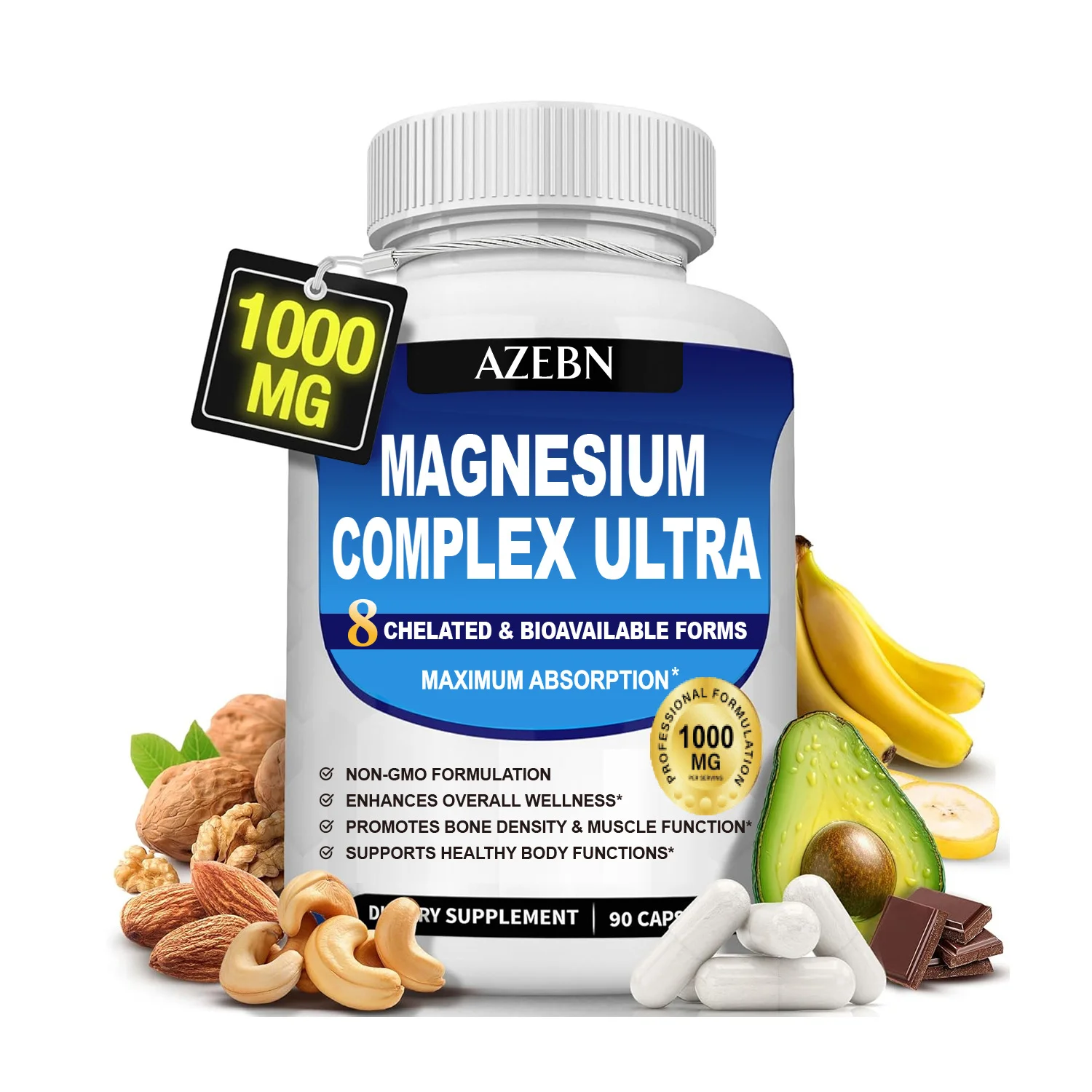 Magnesium Complex Capsules - Support Muscle, Bone, Heart Health, Improve Sleep, Stress & Anxiety Relief - Dietary Supplement