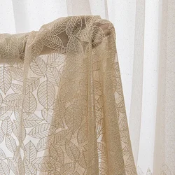 French Style Curtain Gauze Light Luxury Leaf Embroidery Flower Window Screen Curtains for Living Dining Room Bedroom