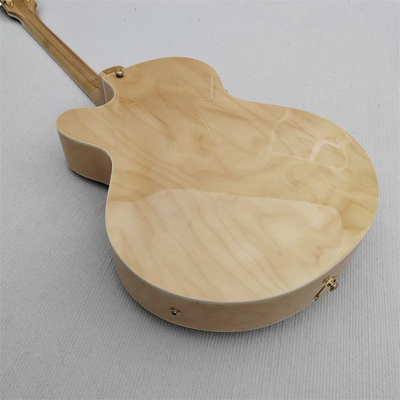 Classic F Hole Wood Color Electric Guitar, You Can Customize the Color You Like Ln Stock , Free Shipping