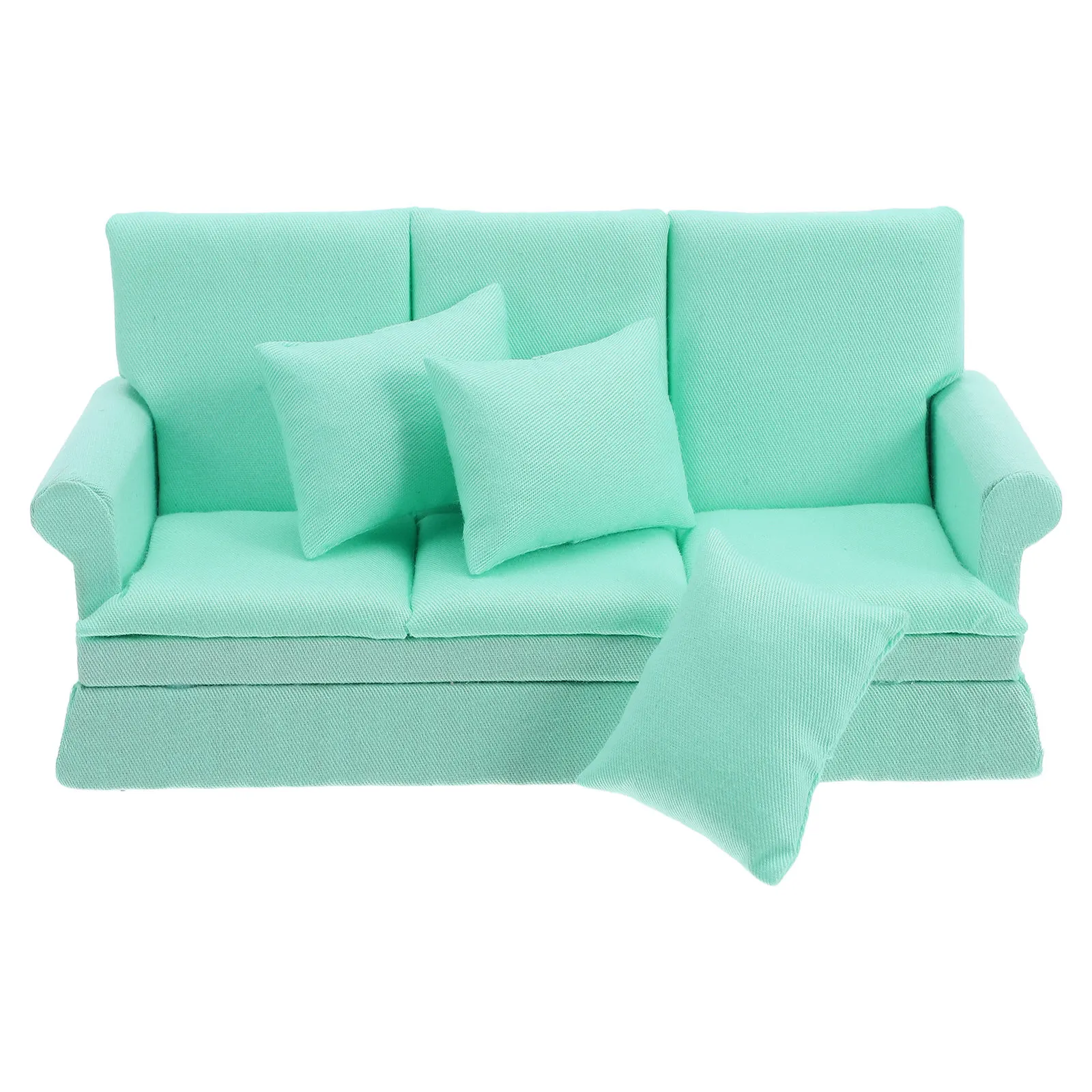 

1Set Miniature Dollhouse Sofa Contemporary Design Sturdy Construction with Cushions for Dollhouse Living Room Setup Realistic