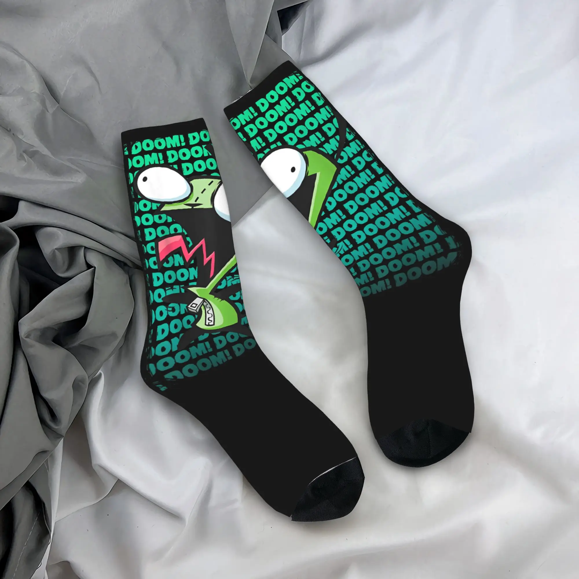 Autumn Winter Crazy Design Unisex Cartoon Invader Zim GIR Socks  Sweat Absorbing Crew Socks
