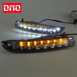 Car LED DRL Daylights For Volkswagen VW CC 2009 - 2013 Yellow Turn Signal Daytime Running Headlamps Auto Driving Lamp Foglamps