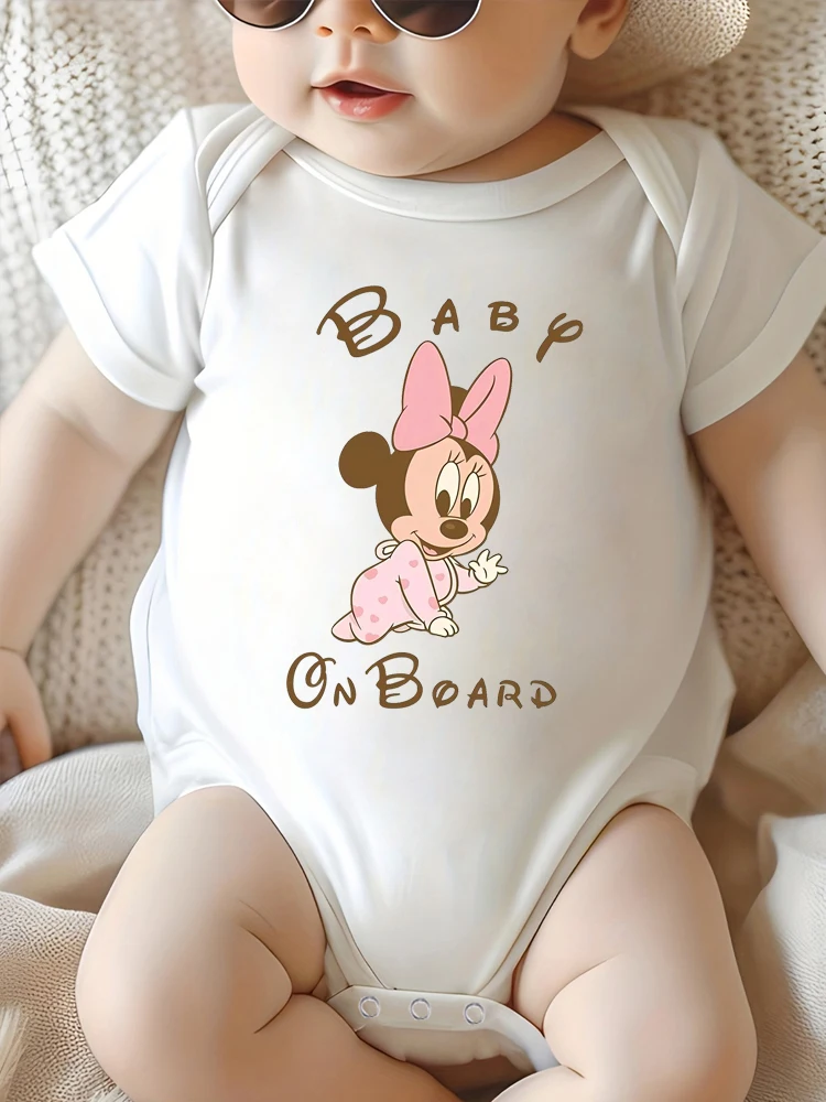 ملابس مضحكة للأطفال على اللوحة مطبوعة بحروف ميني لحديثي الولادة ملابس للأطفال الصغار بأكمام قصيرة ملابس بذلة للفتيات الصغيرات #2