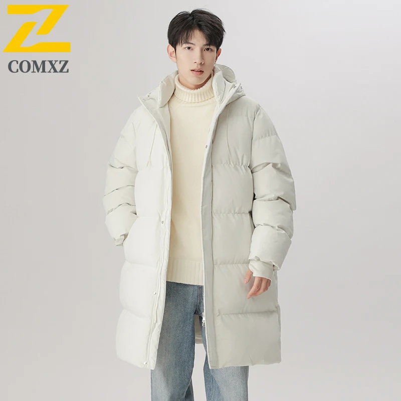 2025 New Winter Puffer Jacket Men's Long Casual All-match Windproof Warm Padded Coat Women Snow Camping Cold-proof Hooded Parka