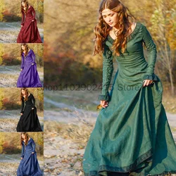 Women Medieval Vintage Dress European and American Classical European Central Party Long Sleeve Round Neck Dress